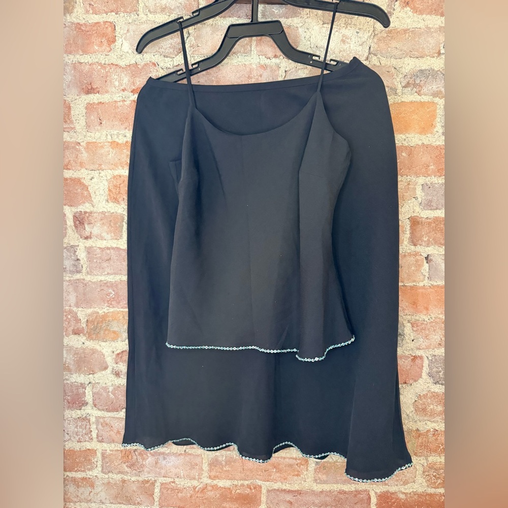 Y2K Ann Taylor - 100% Silk - Tank with matching Skirt with beading on edging